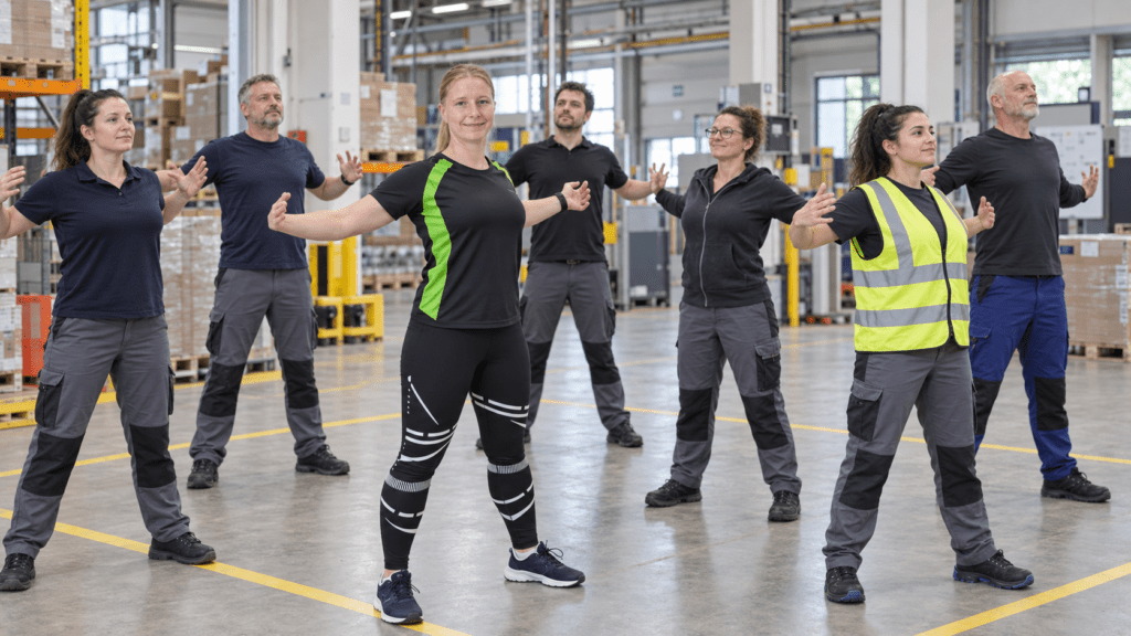Personal Trainerin Swetlana beim Training in einer Logistikhalle in Essen